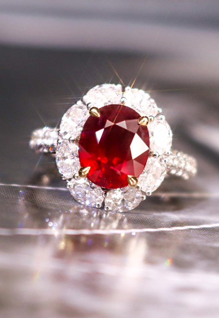 天然无烧鸽血红宝石戒指THR1182