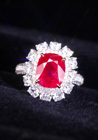 天然无烧缅甸抹谷鸽血红宝石戒指THR1217