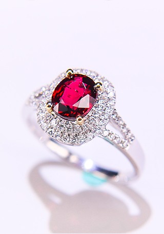 天然无烧鸽血红宝石戒指THR1302