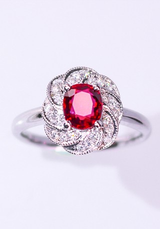 天然无烧鸽血红宝石戒指THR1224