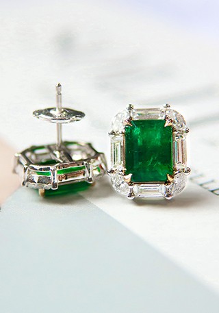 天然祖母绿耳钉Z987-2.84ct