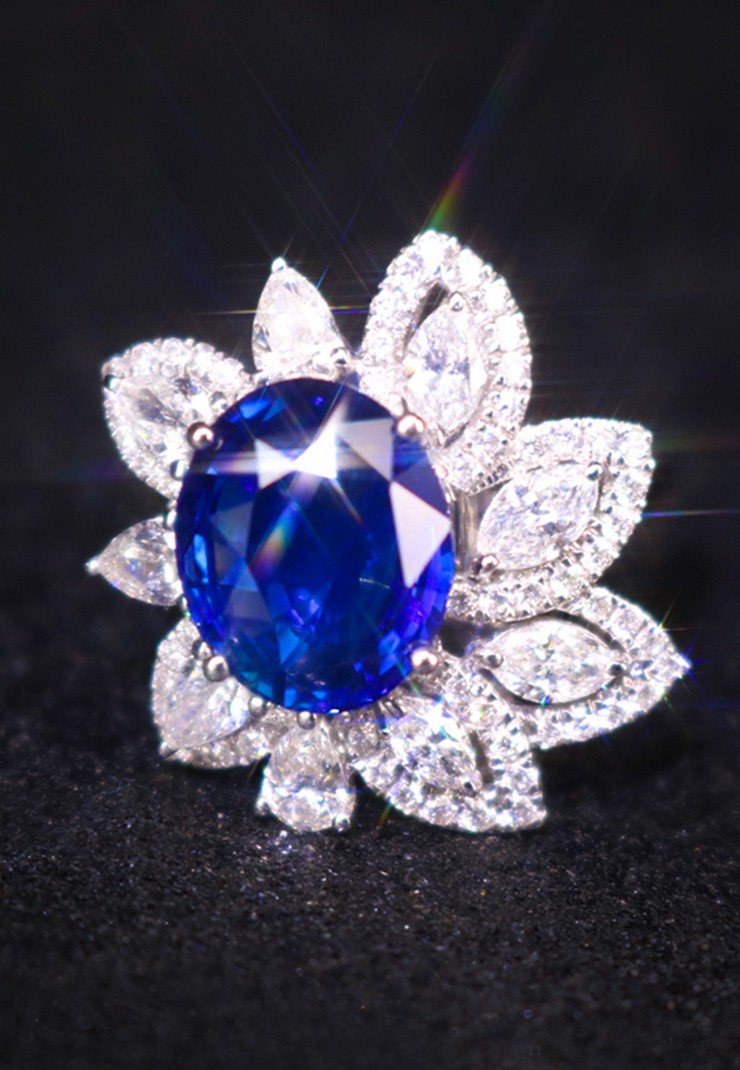 皇家蓝蓝宝石戒指吊坠两用款L884